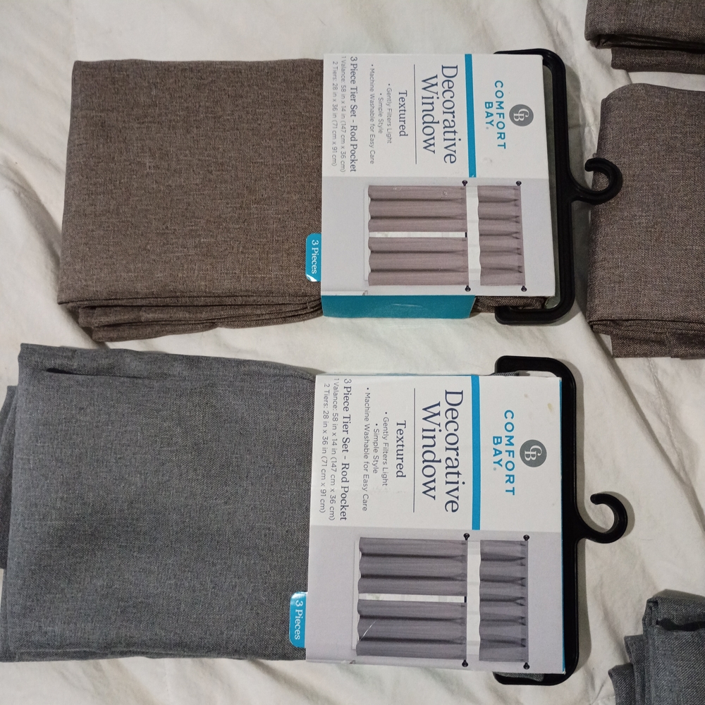 Comfort Bay Textured Window Panels in Gray and Brown